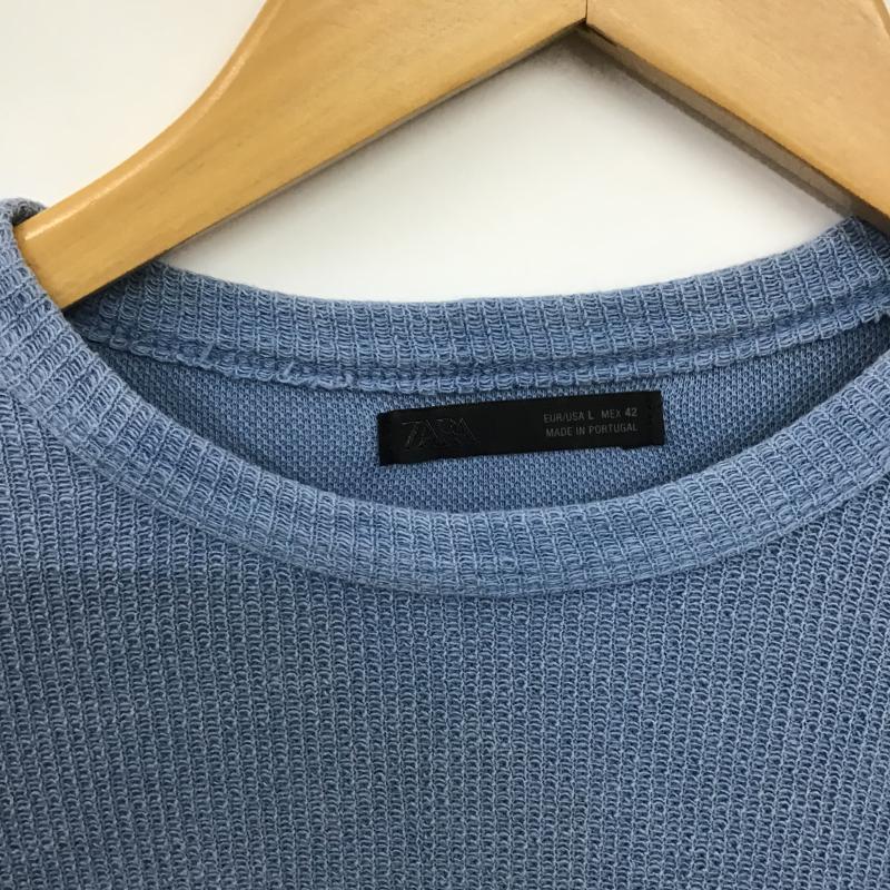 ザラ ZARA Tシャツ 半袖 4805/304/411 L 無地 水色 / ライトブルー / メンズ USED 古着 中古 10159718