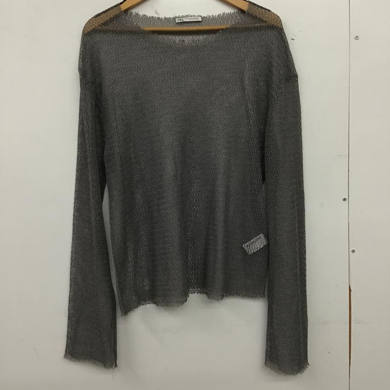 ザラ ZARA カットソー 長袖 M 無地 灰 / グレー / gray レディース USED 古着 中古 10159732