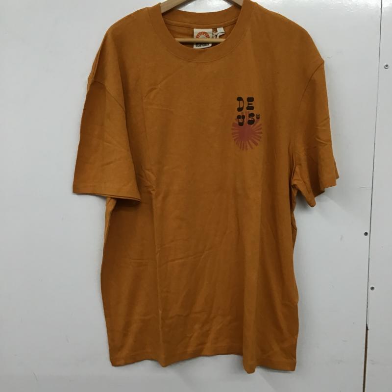 デウスエクスマキナ DEUS EX MACHINA Tシャツ 半袖 半袖カットソー プリントTシャツ クルーネックカットソー L ロゴ、文字 橙 / オレンジ / orange メンズ USED 古着 中古 10159734