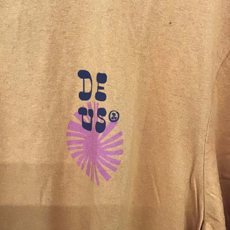 デウスエクスマキナ DEUS EX MACHINA Tシャツ 半袖 半袖カットソー プリントTシャツ クルーネックカットソー L ロゴ、文字 橙 / オレンジ / orange メンズ USED 古着 中古 10159734