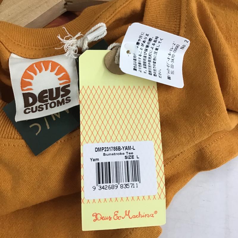 デウスエクスマキナ DEUS EX MACHINA Tシャツ 半袖 半袖カットソー プリントTシャツ クルーネックカットソー L ロゴ、文字 橙 / オレンジ / orange メンズ USED 古着 中古 10159734