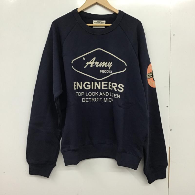 オコンクウォ OKONKWO トレーナー 長袖 XL プリント X ロゴ、文字 紺 / ネイビー / navy メンズ USED 古着 中古 10159736