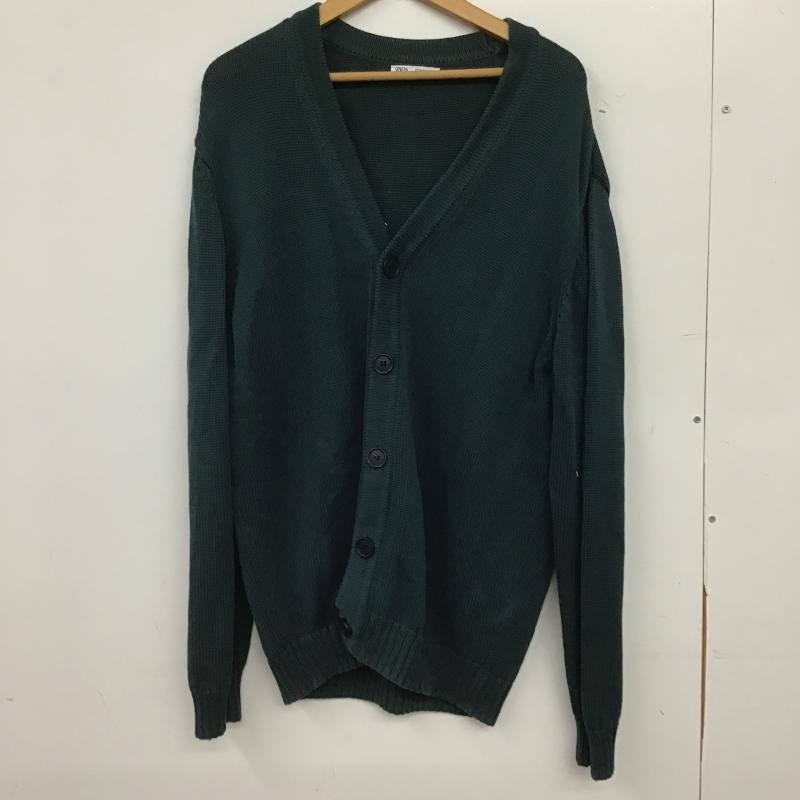 ザラ ZARA カーディガン 長袖 長袖ニットカーディガン 前ボタン ノーカラー M 無地 緑 / グリーン / green メンズ USED 古着 中古 10159740