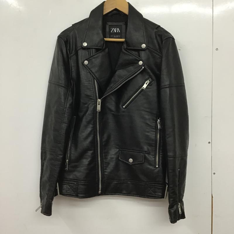 ザラ ZARA ジャケット、上着 ジャンパー、ブルゾン ジップアップジャケット アウター フェイクレザージャケット S 無地 黒 / ブラック / black メンズ USED 古着 中古 10159747