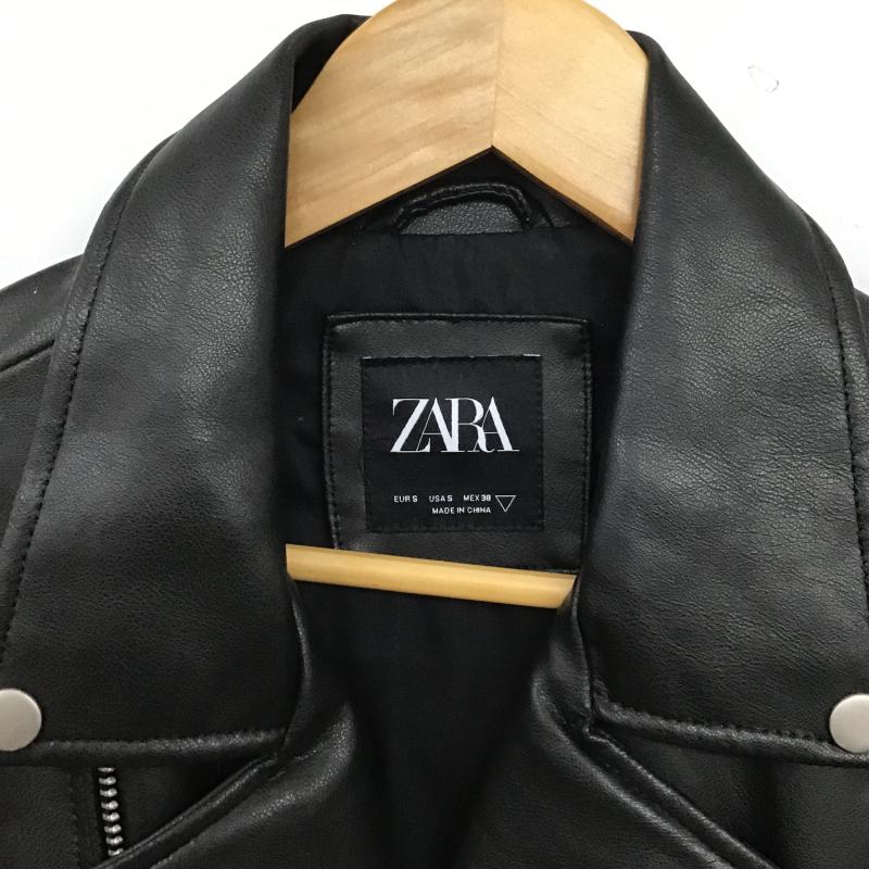 ザラ ZARA ジャケット、上着 ジャンパー、ブルゾン ジップアップジャケット アウター フェイクレザージャケット S 無地 黒 / ブラック / black メンズ USED 古着 中古 10159747