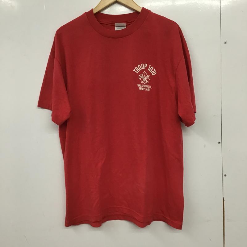 ヘインズ HANES Tシャツ 半袖 半袖カットソー プリントTシャツ クルーネックカットソー L ロゴ、文字 赤 / レッド / red メンズ USED 古着 中古 10159751