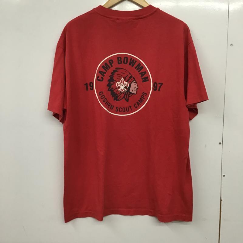 ヘインズ HANES Tシャツ 半袖 半袖カットソー プリントTシャツ クルーネックカットソー L ロゴ、文字 赤 / レッド / red メンズ USED 古着 中古 10159751