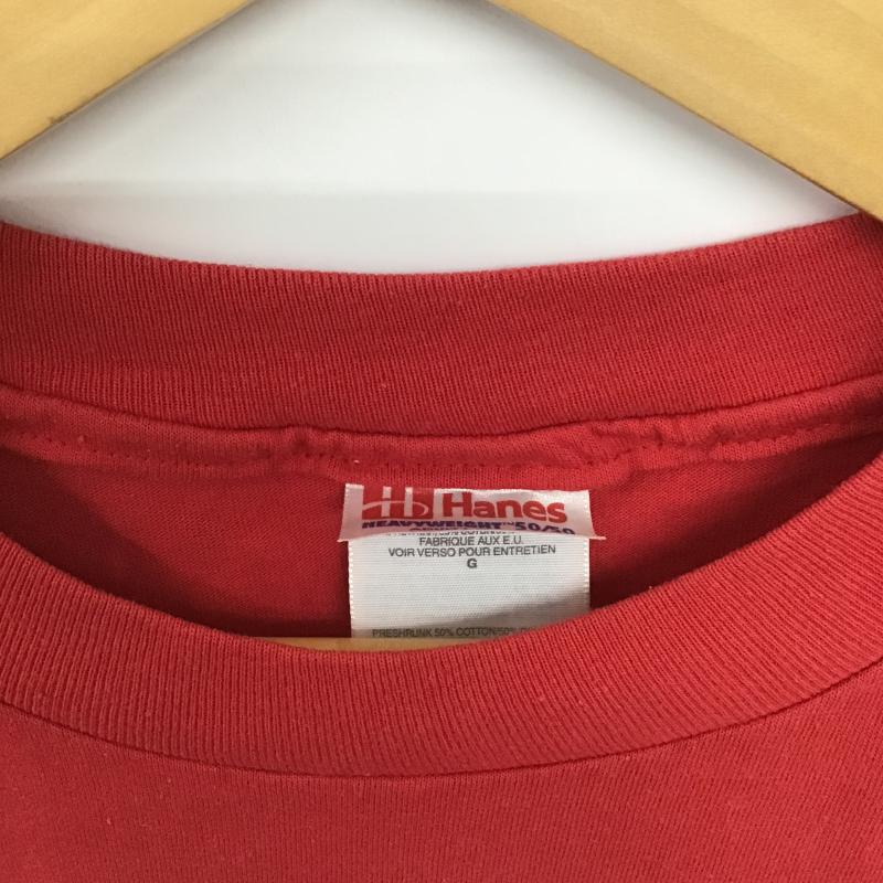 ヘインズ HANES Tシャツ 半袖 半袖カットソー プリントTシャツ クルーネックカットソー L ロゴ、文字 赤 / レッド / red メンズ USED 古着 中古 10159751