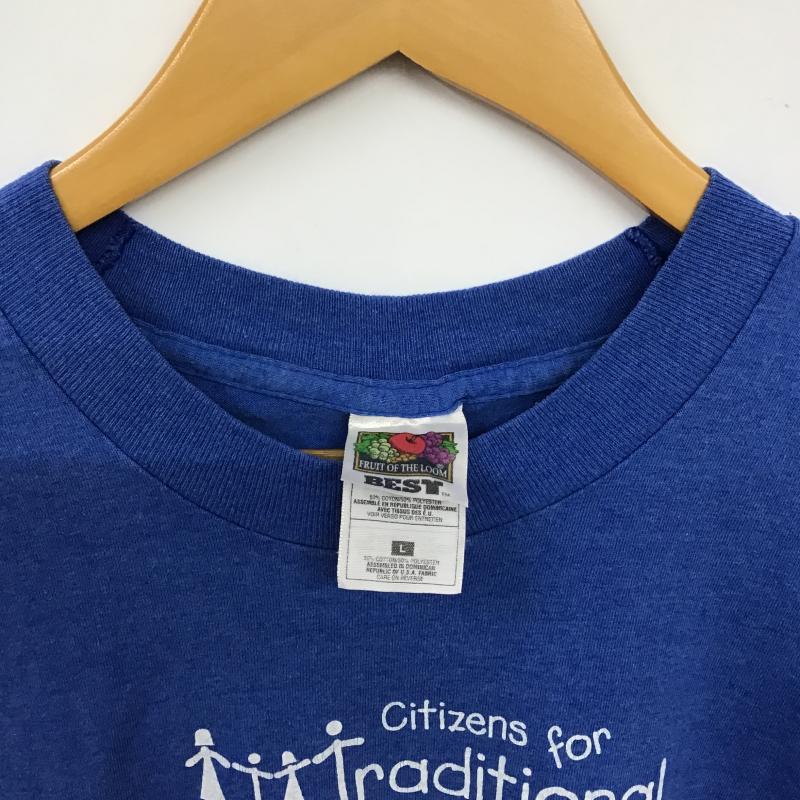 フルーツオブザルーム FRUIT OF THE LOOM Tシャツ 半袖 半袖カットソー プリントTシャツ クルーネックカットソー L ロゴ、文字 青 / ブルー / blue メンズ USED 古着 中古 10159753