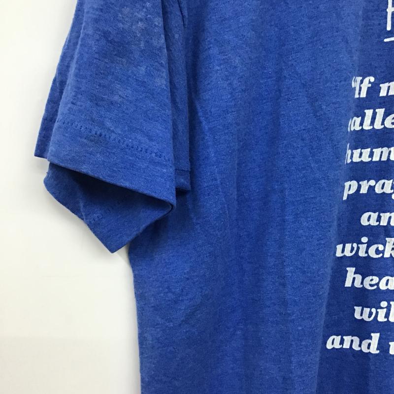 フルーツオブザルーム FRUIT OF THE LOOM Tシャツ 半袖 半袖カットソー プリントTシャツ クルーネックカットソー L ロゴ、文字 青 / ブルー / blue メンズ USED 古着 中古 10159753