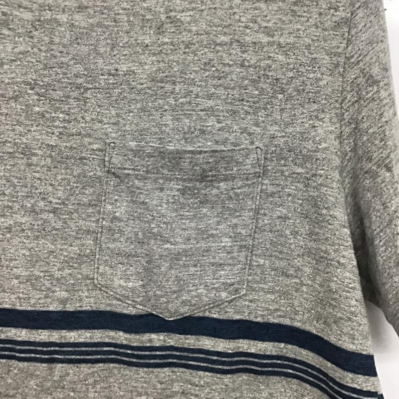 レミ レリーフ REMI RELIEF Tシャツ 半袖 半袖カットソー プリントTシャツ クルーネックカットソー L ボーダー柄 灰 / グレー / gray メンズ USED 古着 中古 10159754