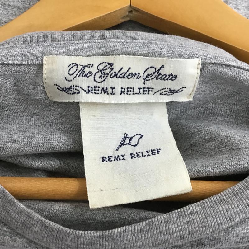 レミ レリーフ REMI RELIEF Tシャツ 半袖 半袖カットソー プリントTシャツ クルーネックカットソー L ボーダー柄 灰 / グレー / gray メンズ USED 古着 中古 10159754