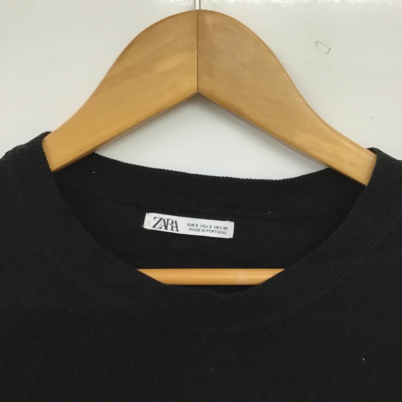 ザラ ZARA Tシャツ 半袖 半袖カットソー プリントTシャツ クルーネックカットソー S プリント 黒 / ブラック / black メンズ USED 古着 中古 10159775