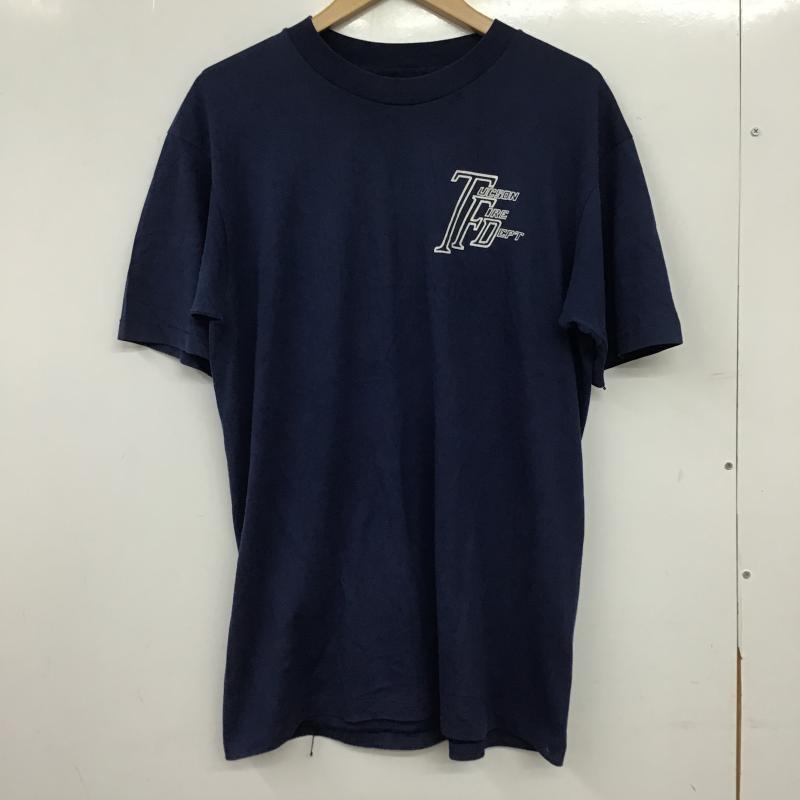 ヘインズ HANES Tシャツ 半袖 半袖カットソー プリントTシャツ クルーネックカットソー L ロゴ、文字 紺 / ネイビー / navy メンズ USED 古着 中古 10159781