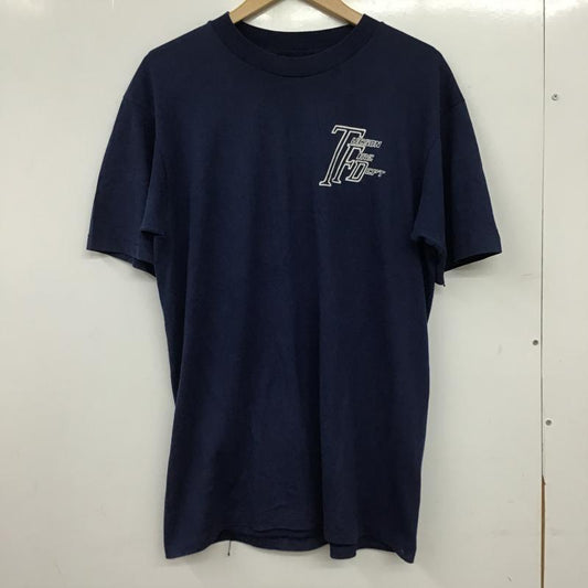 ヘインズ HANES Tシャツ 半袖 半袖カットソー プリントTシャツ クルーネックカットソー L ロゴ、文字 紺 / ネイビー / navy メンズ USED 古着 中古 10159781
