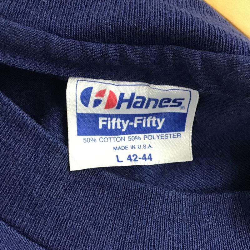 ヘインズ HANES Tシャツ 半袖 半袖カットソー プリントTシャツ クルーネックカットソー L ロゴ、文字 紺 / ネイビー / navy メンズ USED 古着 中古 10159781