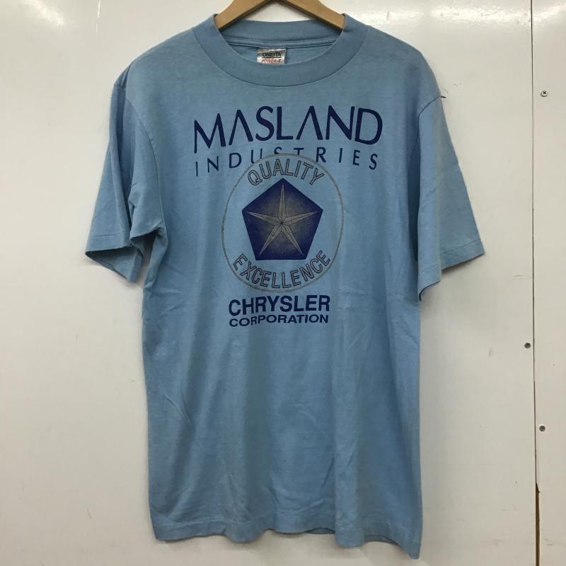オニータ ONEITA Tシャツ 半袖 半袖カットソー プリントTシャツ クルーネックカットソー L ロゴ、文字 水色 / ライトブルー / メンズ USED 古着 中古 10159784