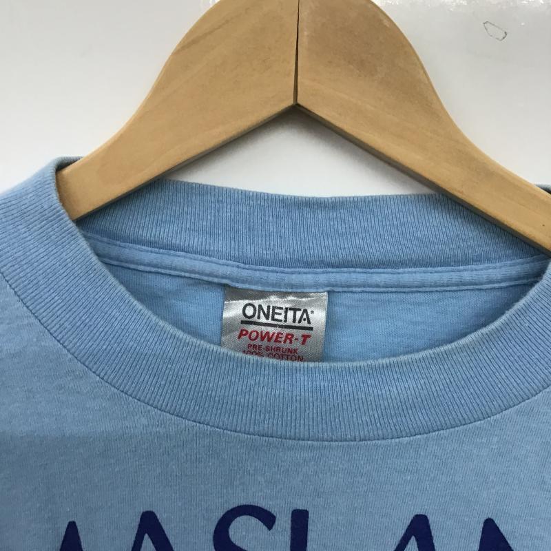 オニータ ONEITA Tシャツ 半袖 半袖カットソー プリントTシャツ クルーネックカットソー L ロゴ、文字 水色 / ライトブルー / メンズ USED 古着 中古 10159784
