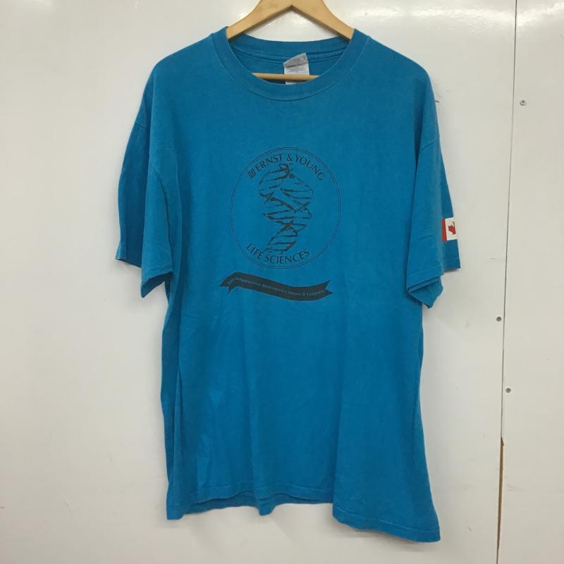 ヘインズ HANES Tシャツ 半袖 半袖カットソー プリントTシャツ クルーネックカットソー XL ロゴ、文字 青 / ブルー / blue メンズ USED 古着 中古 10159792