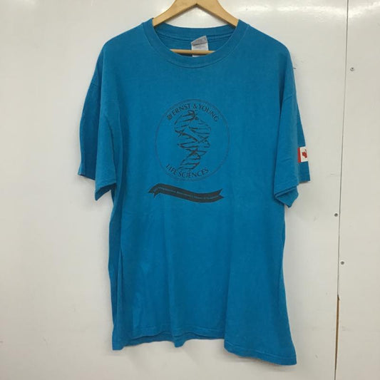 ヘインズ HANES Tシャツ 半袖 半袖カットソー プリントTシャツ クルーネックカットソー XL ロゴ、文字 青 / ブルー / blue メンズ USED 古着 中古 10159792