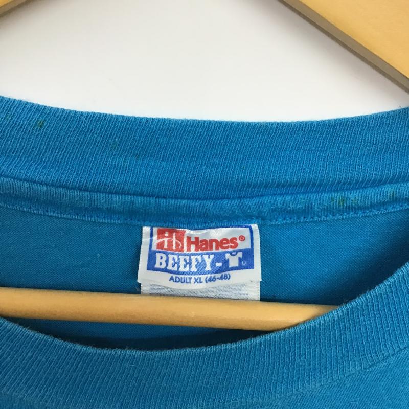 ヘインズ HANES Tシャツ 半袖 半袖カットソー プリントTシャツ クルーネックカットソー XL ロゴ、文字 青 / ブルー / blue メンズ USED 古着 中古 10159792