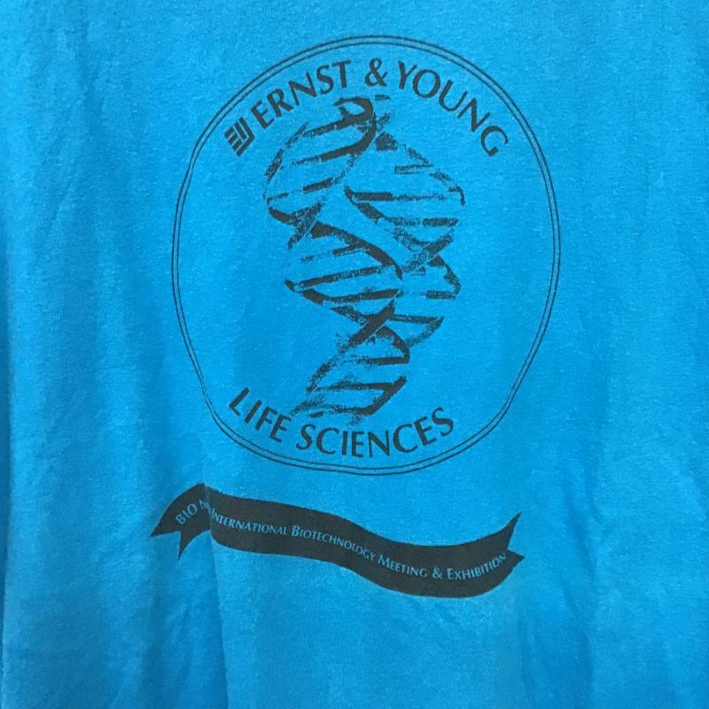 ヘインズ HANES Tシャツ 半袖 半袖カットソー プリントTシャツ クルーネックカットソー XL ロゴ、文字 青 / ブルー / blue メンズ USED 古着 中古 10159792