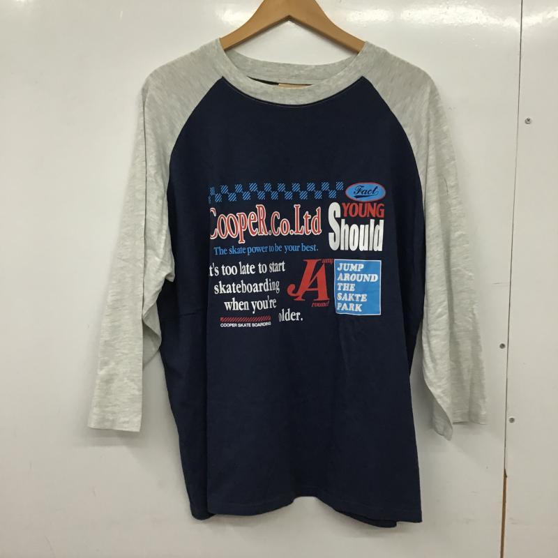 クーパー COOPER カットソー 長袖 長袖カットソー プリントカットソー クルーネック FREE ロゴ、文字 紺 / ネイビー / navy メンズ USED 古着 中古 10159795