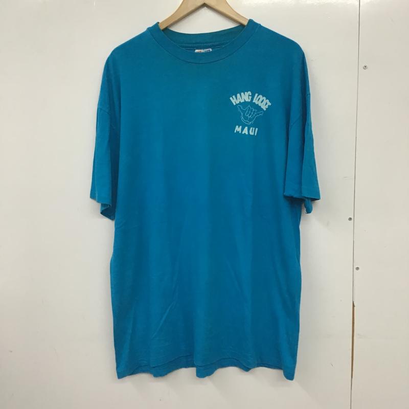 ヘインズ HANES Tシャツ 半袖 半袖カットソー プリントTシャツ クルーネックカットソー XL プリント 青 / ブルー / blue メンズ USED 古着 中古 10159796