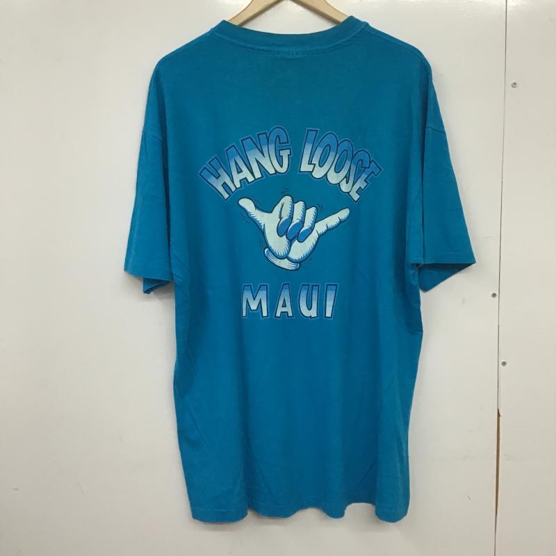 ヘインズ HANES Tシャツ 半袖 半袖カットソー プリントTシャツ クルーネックカットソー XL プリント 青 / ブルー / blue メンズ USED 古着 中古 10159796