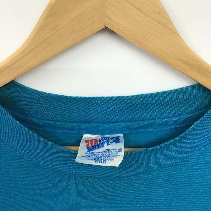 ヘインズ HANES Tシャツ 半袖 半袖カットソー プリントTシャツ クルーネックカットソー XL プリント 青 / ブルー / blue メンズ USED 古着 中古 10159796