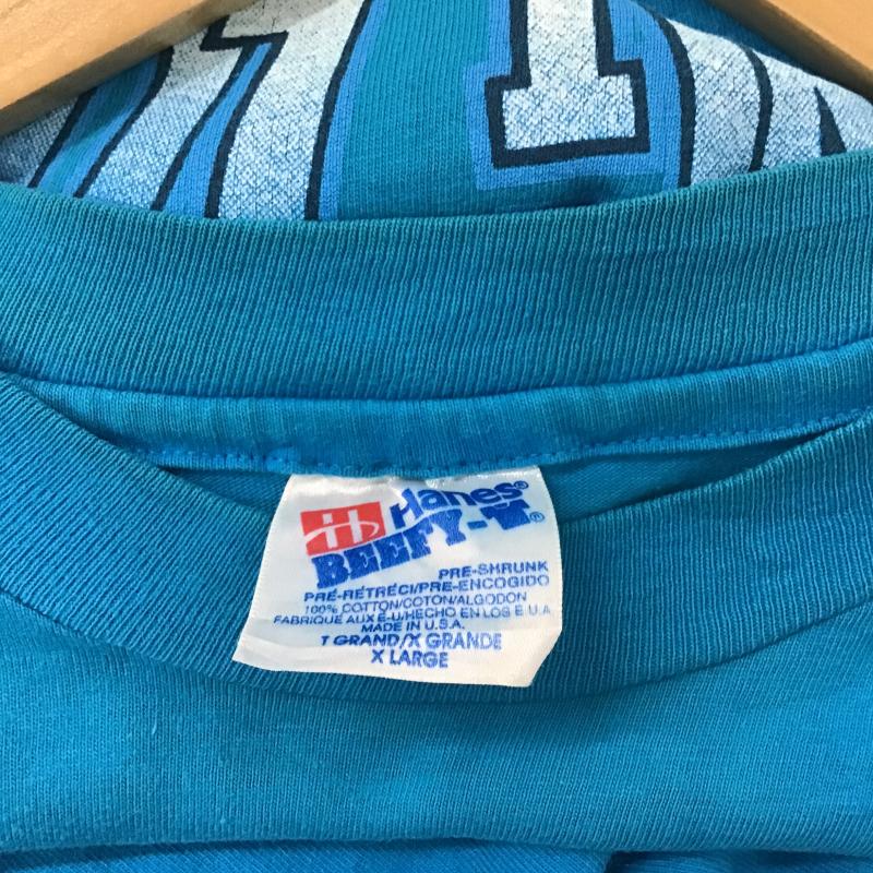 ヘインズ HANES Tシャツ 半袖 半袖カットソー プリントTシャツ クルーネックカットソー XL プリント 青 / ブルー / blue メンズ USED 古着 中古 10159796