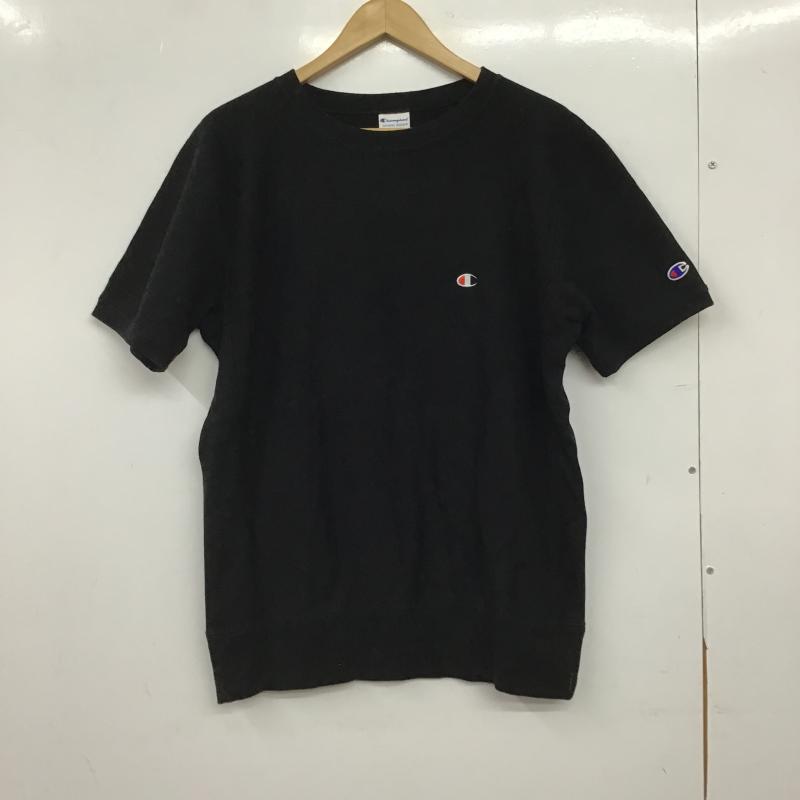 チャンピオン Champion カットソー 半袖 半袖カットソー スウェットTシャツ クルーネックカットソー L ロゴ、文字 黒 / ブラック / black メンズ USED 古着 中古 10159802