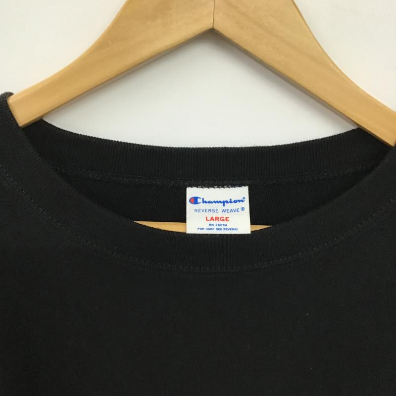 チャンピオン Champion カットソー 半袖 半袖カットソー スウェットTシャツ クルーネックカットソー L ロゴ、文字 黒 / ブラック / black メンズ USED 古着 中古 10159802