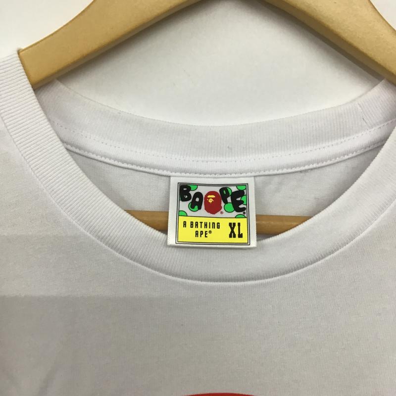 アベイシングエイプ A BATHING APE Tシャツ 半袖 半袖カットソー プリントTシャツ クルーネックカットソー XL ロゴ、文字 白 / ホワイト / white メンズ USED 古着 中古 10159804