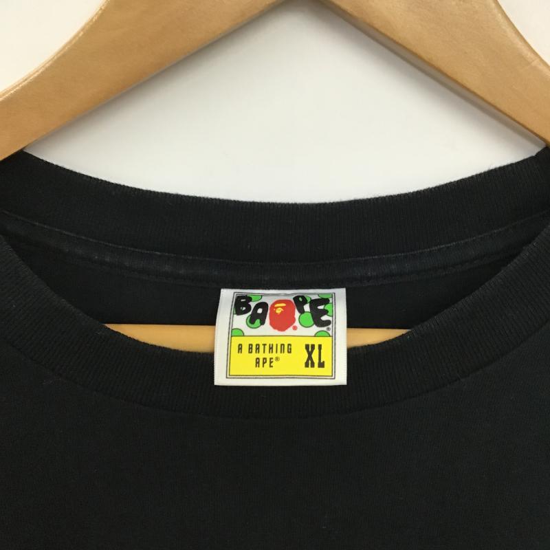 アベイシングエイプ A BATHING APE Tシャツ 半袖 半袖カットソー プリントTシャツ クルーネックカットソー XL ロゴ、文字 黒 / ブラック / black メンズ USED 古着 中古 10159805