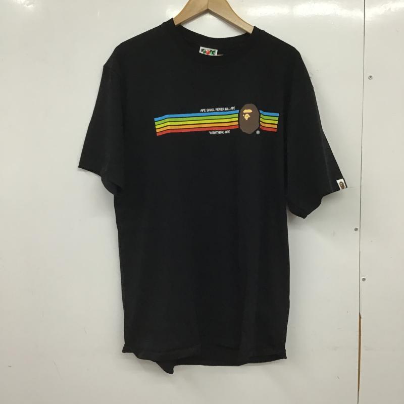 アベイシングエイプ A BATHING APE Tシャツ 半袖 半袖カットソー プリントTシャツ クルーネックカットソー XL ロゴ、文字 黒 / ブラック / black メンズ USED 古着 中古 10159806