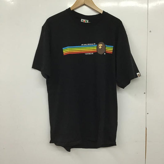 アベイシングエイプ A BATHING APE Tシャツ 半袖 半袖カットソー プリントTシャツ クルーネックカットソー XL ロゴ、文字 黒 / ブラック / black メンズ USED 古着 中古 10159806