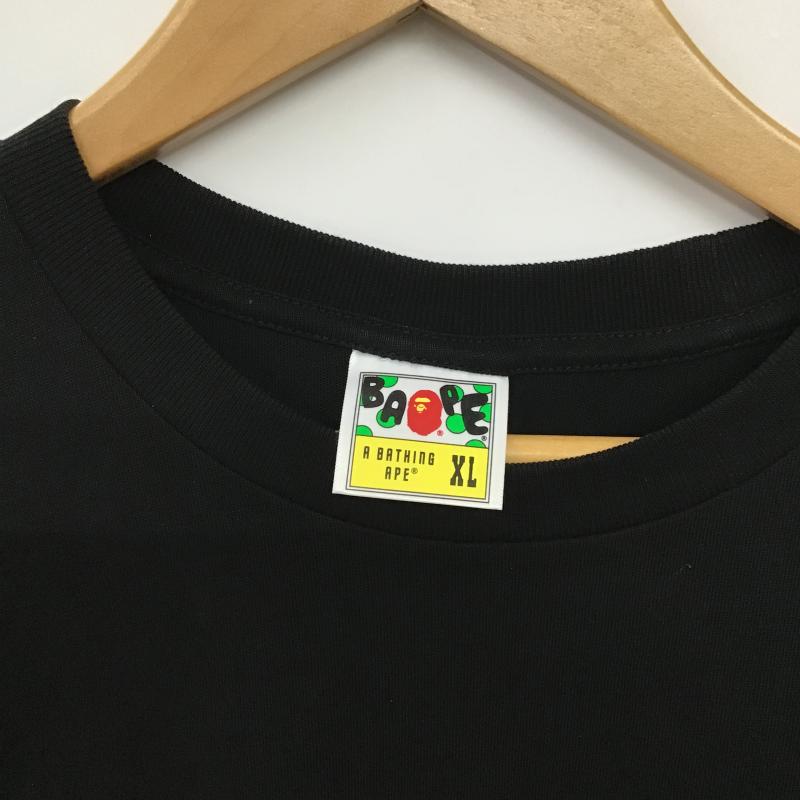 アベイシングエイプ A BATHING APE Tシャツ 半袖 半袖カットソー プリントTシャツ クルーネックカットソー XL ロゴ、文字 黒 / ブラック / black メンズ USED 古着 中古 10159806