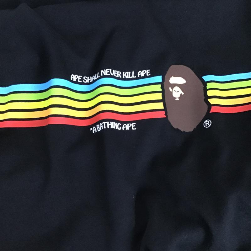 アベイシングエイプ A BATHING APE Tシャツ 半袖 半袖カットソー プリントTシャツ クルーネックカットソー XL ロゴ、文字 黒 / ブラック / black メンズ USED 古着 中古 10159806