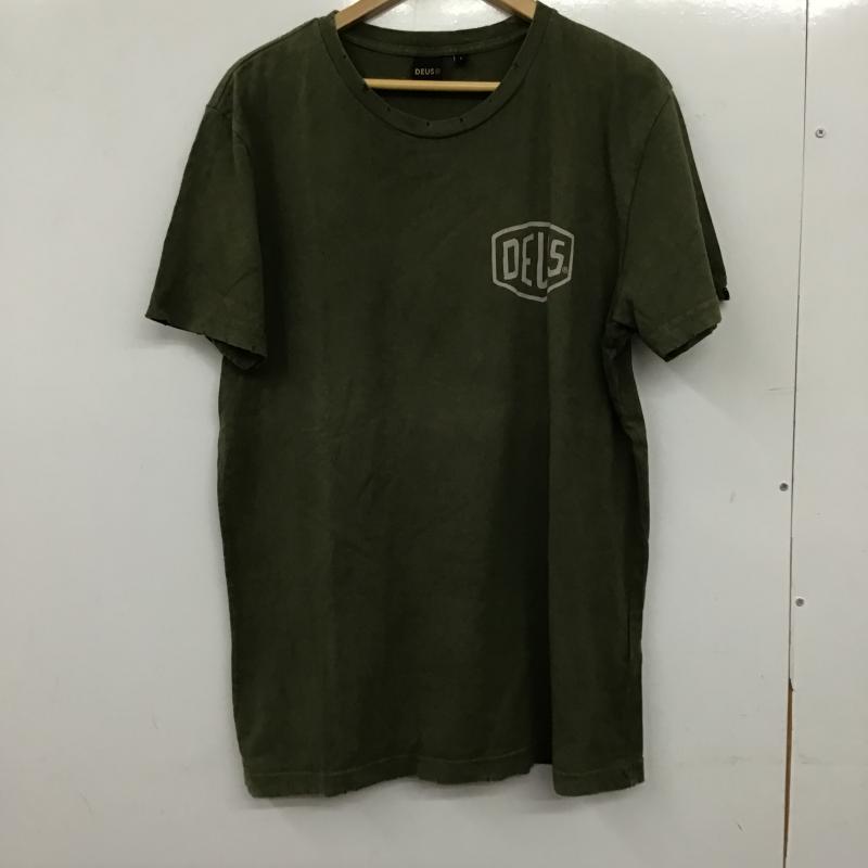 デウスエクスマキナ DEUS EX MACHINA Tシャツ 半袖 半袖カットソー プリントTシャツ クルーネックカットソー L ロゴ、文字 カーキ / カーキ / khaki メンズ USED 古着 中古 10159808