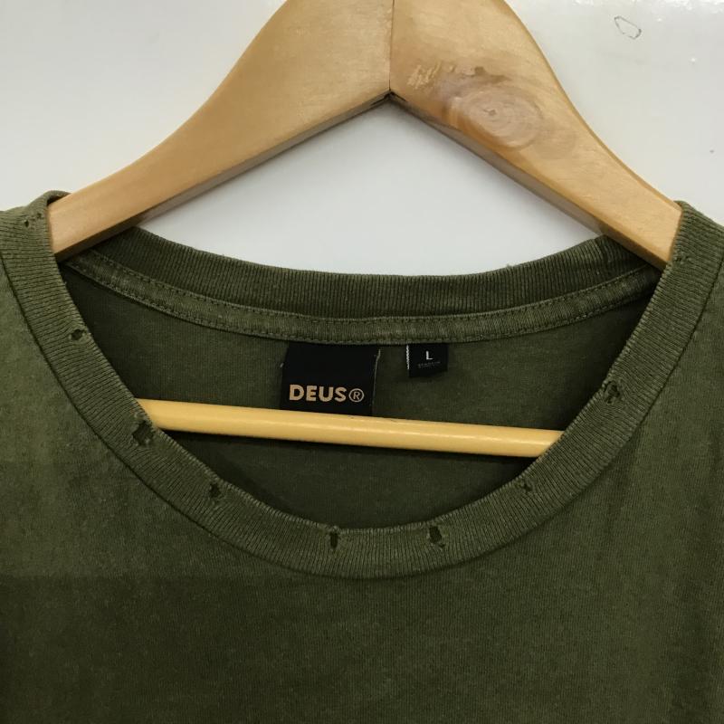 デウスエクスマキナ DEUS EX MACHINA Tシャツ 半袖 半袖カットソー プリントTシャツ クルーネックカットソー L ロゴ、文字 カーキ / カーキ / khaki メンズ USED 古着 中古 10159808