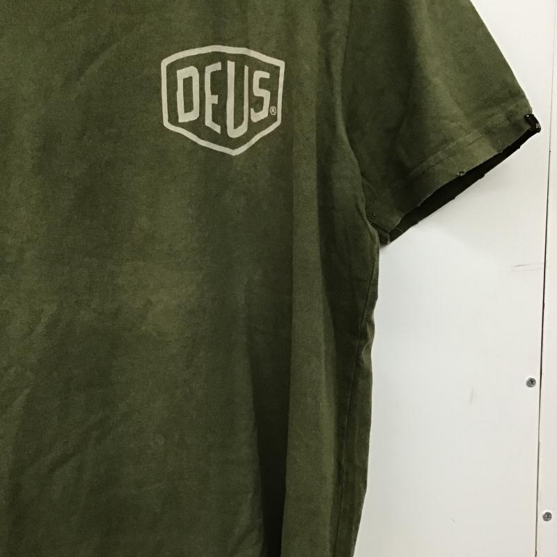 デウスエクスマキナ DEUS EX MACHINA Tシャツ 半袖 半袖カットソー プリントTシャツ クルーネックカットソー L ロゴ、文字 カーキ / カーキ / khaki メンズ USED 古着 中古 10159808
