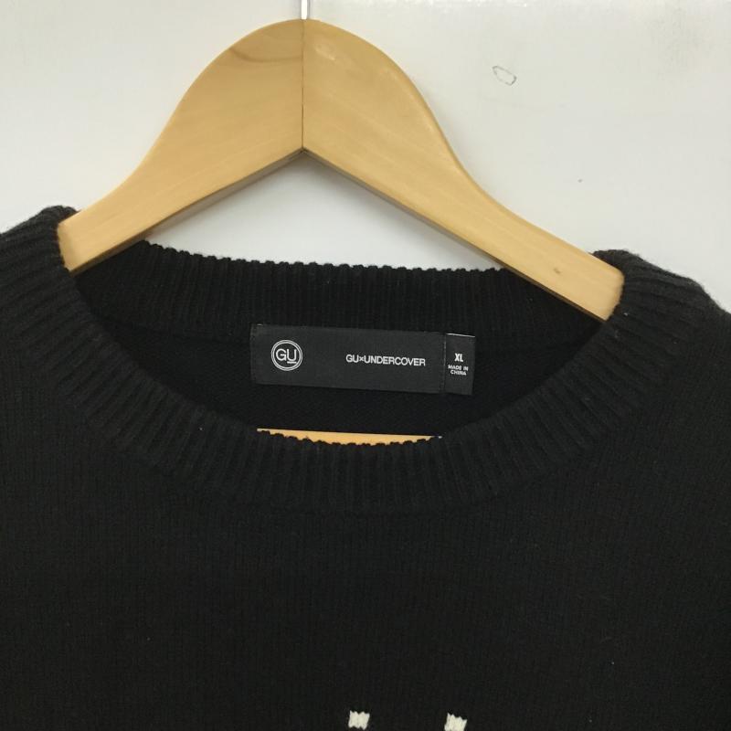 ジーユー GU ニット、セーター 長袖 長袖ニットカットソー クルーネック セーター XL ロゴ、文字 黒 / ブラック / black メンズ USED 古着 中古 10159809