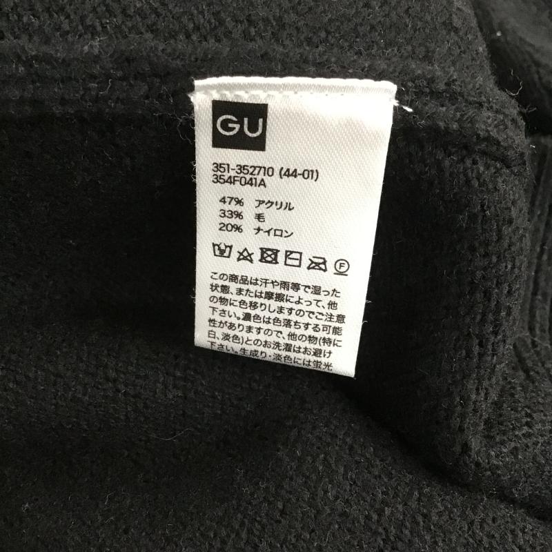 ジーユー GU ニット、セーター 長袖 長袖ニットカットソー クルーネック セーター XL ロゴ、文字 黒 / ブラック / black メンズ USED 古着 中古 10159809