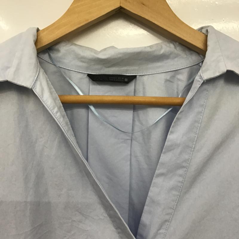ザラ ZARA シャツ、ブラウス 七分袖 L 無地 水色 / ライトブルー / レディース USED 古着 中古 10159818