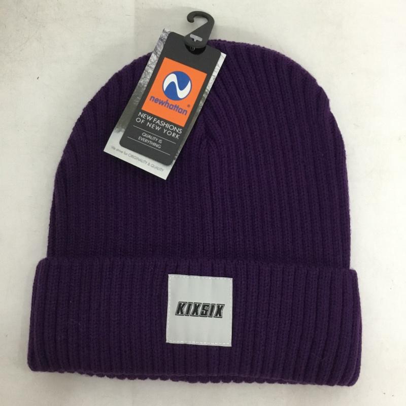キックスシックス KIXSIX 帽子 ニット帽 3069 ビーニー ロゴ、文字 紫 / パープル / purple メンズ USED 古着 中古 10159847