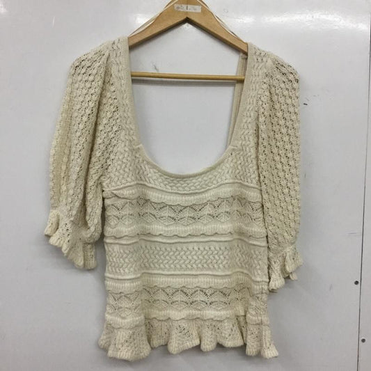 ザラ ZARA カットソー 半袖 3991 002 712 クロップド丈トップス L  アイボリー / アイボリー / レディース USED 古着 中古 10159967