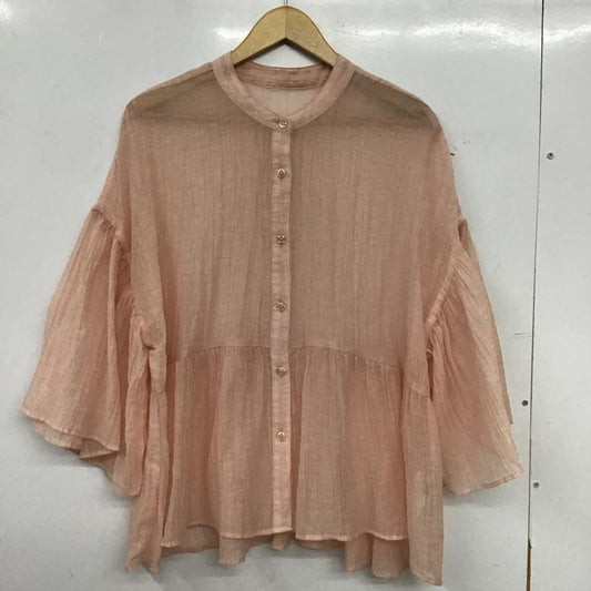 ローリーズファーム LOWRYS FARM シャツ、ブラウス 半袖 LF624132AD シアー バンドカラー FREE 無地 桃 / ピンク / pink レディース USED 古着 中古 10159989