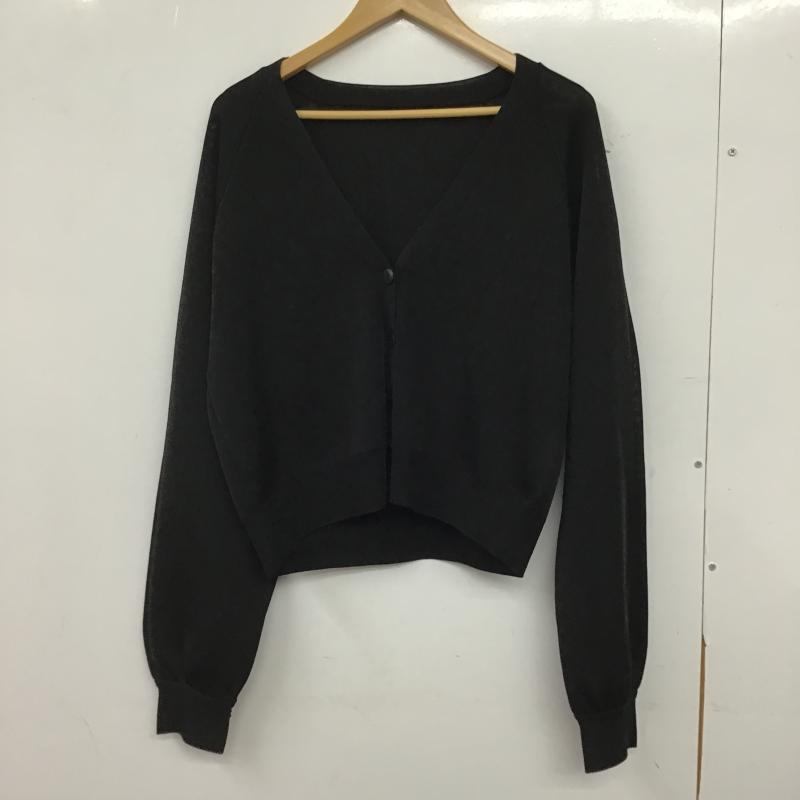 フォーシー for/c カーディガン 長袖 長袖ニットカーディガン 前ボタン ノーカラー L 無地 黒 / ブラック / black レディース USED 古着 中古 10160006
