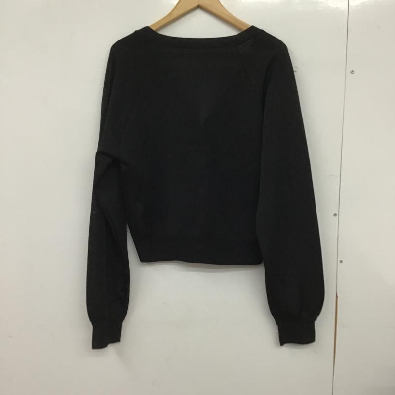 フォーシー for/c カーディガン 長袖 長袖ニットカーディガン 前ボタン ノーカラー L 無地 黒 / ブラック / black レディース USED 古着 中古 10160006